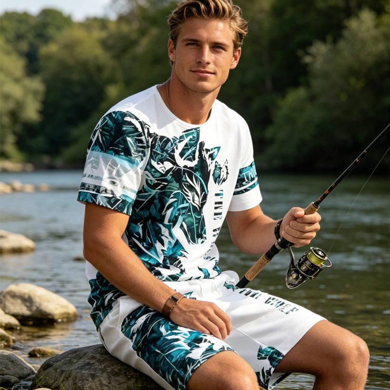 Herren Freizeit-Set – T-Shirt mit Print & Shorts – bequem, atmungsaktiv & vielseitig – ideal für Sommer & Alltag