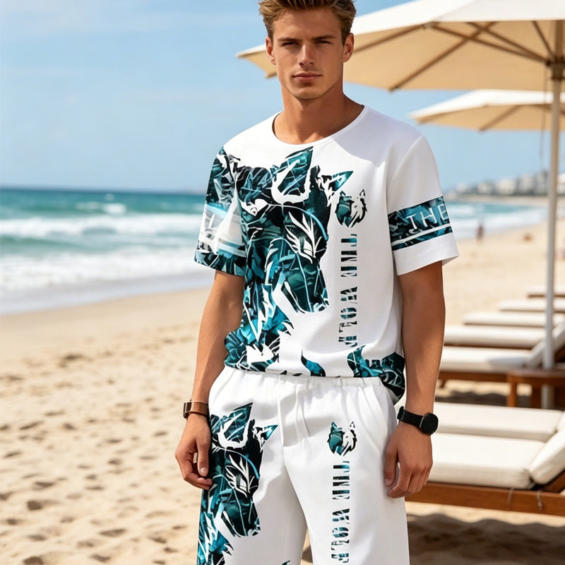 Herren Freizeit-Set – T-Shirt mit Print & Shorts – bequem, atmungsaktiv & vielseitig – ideal für Sommer & Alltag
