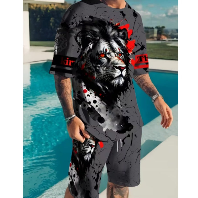 Herren Freizeit-Set – T-Shirt mit Print & Shorts – bequem, atmungsaktiv & vielseitig – ideal für Sommer & Alltag