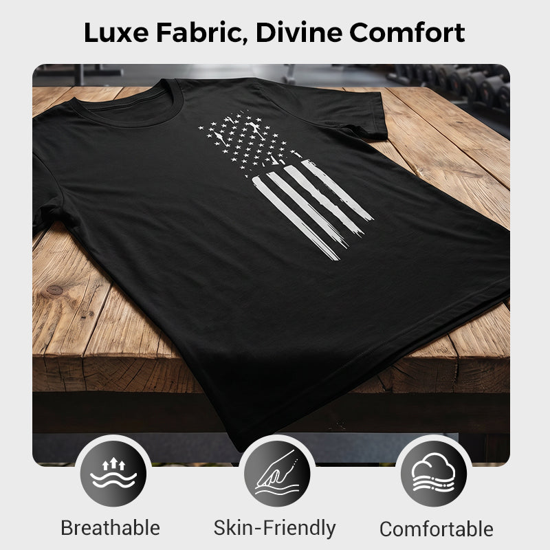 📢📢50 % RABATT!! ⏰Herren-T-Shirt mit Used-Look und amerikanischem Flaggenprint