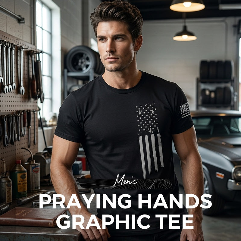 📢📢50 % RABATT!! ⏰Herren-T-Shirt mit Used-Look und amerikanischem Flaggenprint