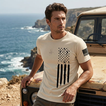 📢📢50 % RABATT!! ⏰Herren-T-Shirt mit Used-Look und amerikanischem Flaggenprint