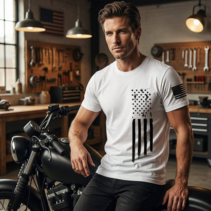 📢📢50 % RABATT!! ⏰Herren-T-Shirt mit Used-Look und amerikanischem Flaggenprint