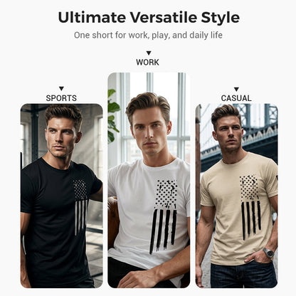 📢📢50 % RABATT!! ⏰Herren-T-Shirt mit Used-Look und amerikanischem Flaggenprint