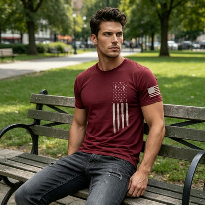 📢📢50 % RABATT!! ⏰Herren-T-Shirt mit Used-Look und amerikanischem Flaggenprint
