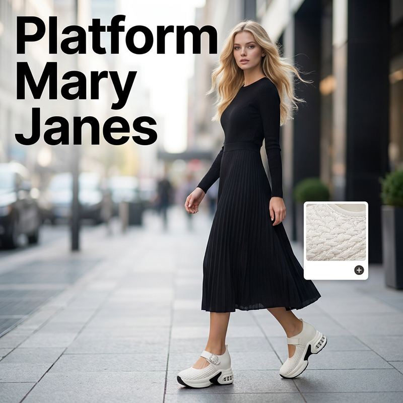 Atmungsaktive gewebte Plateau-Mary-Janes