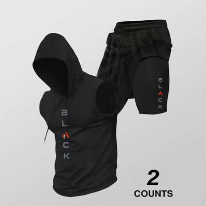 ⌛ Nur noch 1 Woche – 50 % auf alles + kostenloser Versand! ⏰Herren Sport-Set – ärmelloses Hoodie & Shorts – atmungsaktiv, schnelltrocknend & bequem 🏃‍♂️💪