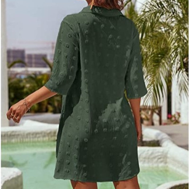 👔 LIMITED-TIME 50% RABATT! ✨ Oversize-Hemd – Jacquard-Chiffon, Lang, Seitenschlitz, Halbzipper ✨