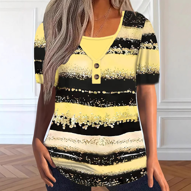 👚 50 % RABATT! 👕 Gestreiftes Henley-Shirt aus Kunstleder – Zweiteiler-Look – Weich, luftig und perfekt zum Kombinieren oder solo – lässiger Chic für Frühling und Sommer 🌸