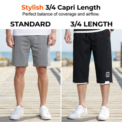 🩳 JETZT 50 % RABATT!❄️ Herren-Capri-Shorts aus Eisseide – Atmungsaktiv & Ultraleicht – Lässige 3/4-Loungewear-Hose 🌬️