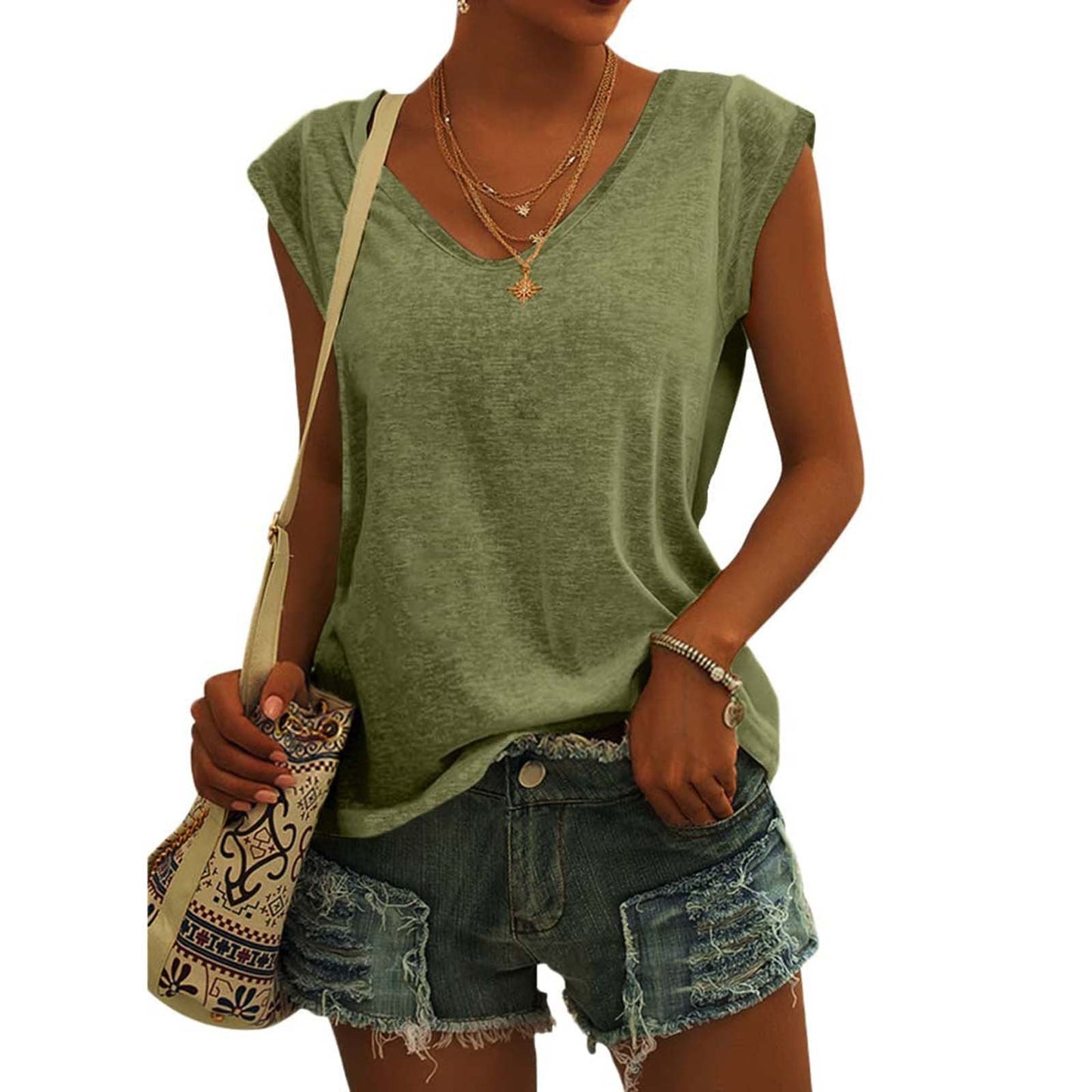 ✨ Jetzt 50% Rabatt zum Halben Preis  🔥 Lässiges Damen-Tanktop mit V-Ausschnitt und lockerer Passform 👚 Weich & atmungsaktiv für den Alltag ☀️ Viele schöne Farben verfügbar 🎨