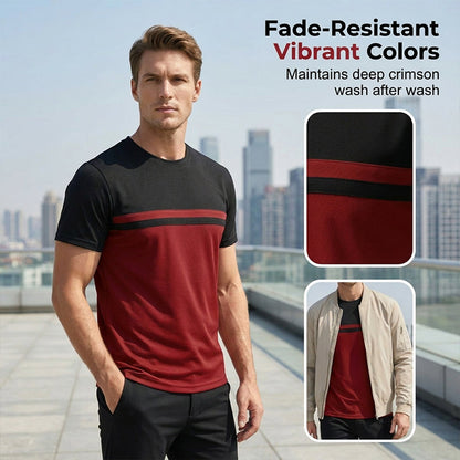 Herren-T-Shirt mit Farbblock-Design und Rundhalsausschnitt