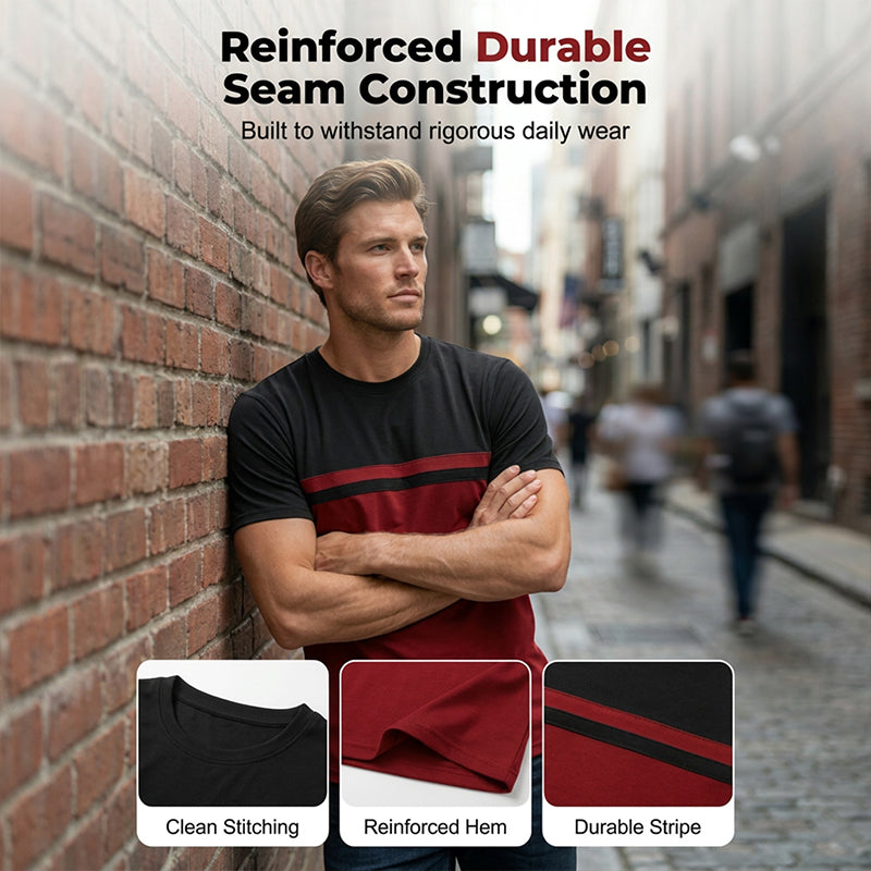 Herren-T-Shirt mit Farbblock-Design und Rundhalsausschnitt