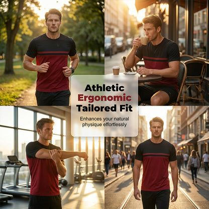 Herren-T-Shirt mit Farbblock-Design und Rundhalsausschnitt
