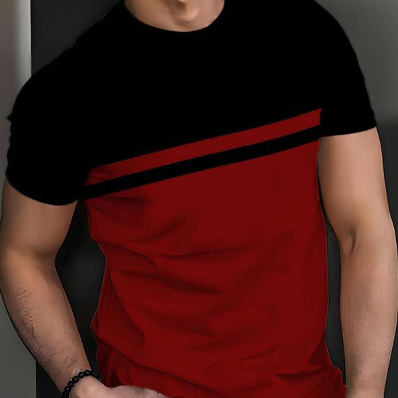 Herren-T-Shirt mit Farbblock-Design und Rundhalsausschnitt