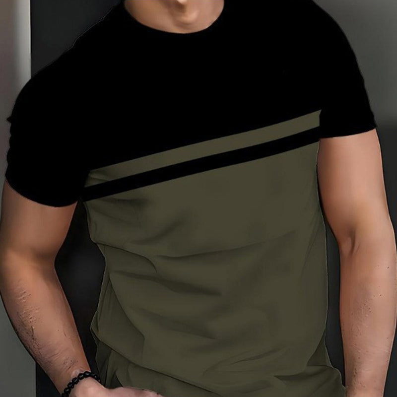 Herren-T-Shirt mit Farbblock-Design und Rundhalsausschnitt