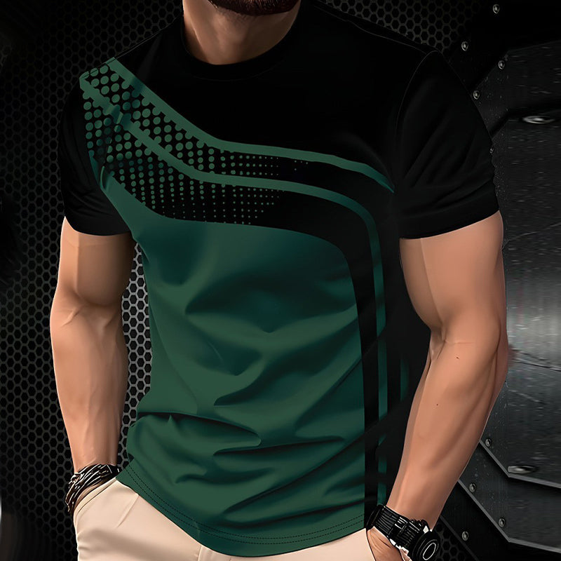 Herren-T-Shirt mit Farbblock-Design und Rundhalsausschnitt