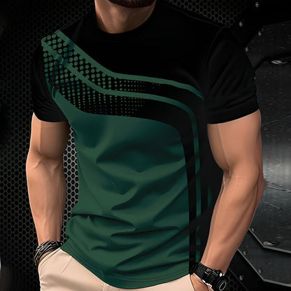 Herren-T-Shirt mit Farbblock-Design und Rundhalsausschnitt