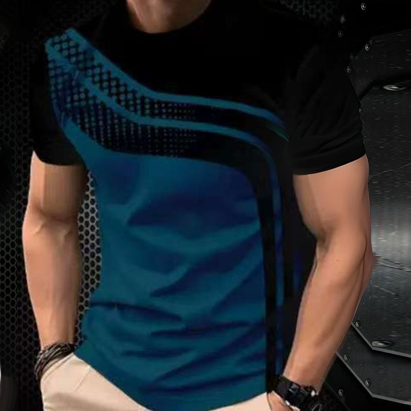 Herren-T-Shirt mit Farbblock-Design und Rundhalsausschnitt