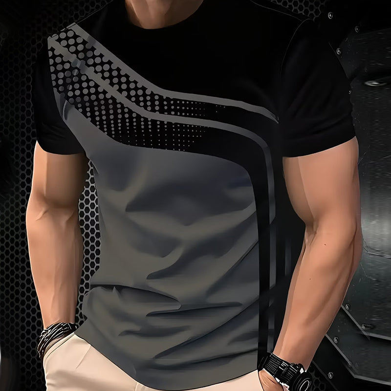 Herren-T-Shirt mit Farbblock-Design und Rundhalsausschnitt