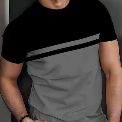 Herren-T-Shirt mit Farbblock-Design und Rundhalsausschnitt
