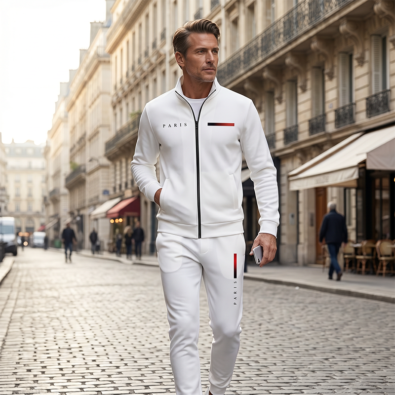🧥 BEFRISTETES ANGEBOT – 50% RABATT! ✨ Herren-Bedrucktes Zip-Jacken- und Hosen-Set – Komplett, weich, lässig 🎨