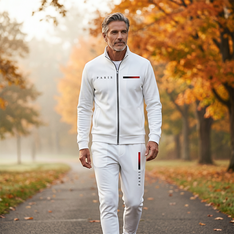 🧥 BEFRISTETES ANGEBOT – 50% RABATT! ✨ Herren-Bedrucktes Zip-Jacken- und Hosen-Set – Komplett, weich, lässig 🎨