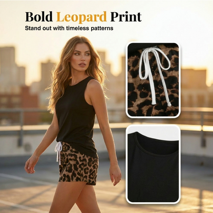 👕50 % RABATT! ✨ Damen-Tanktop & Leoparden-Shorts-Set – Lässig, auffällig, stylisch 🐆