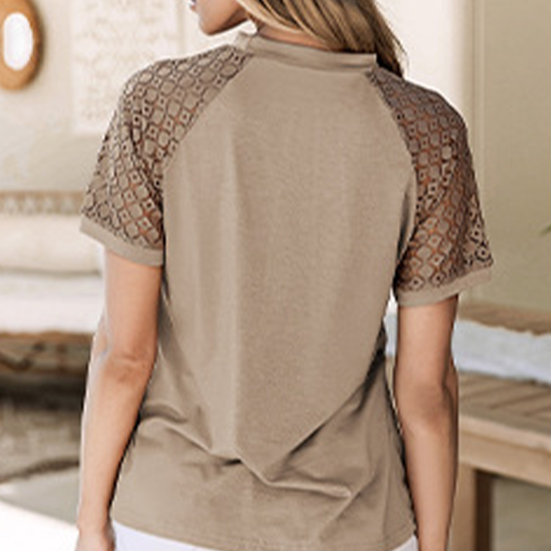 👕 Nur für kurze Zeit 50 % Rabatt! ✨ Patchwork-Top für Damen mit Rundhalsausschnitt – Cut-Out-Details, weich und vielseitig 🍁