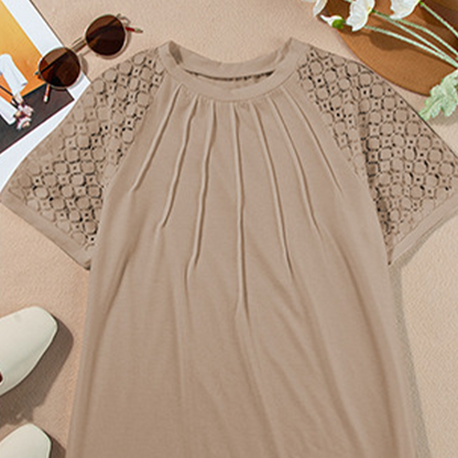 👕 Nur für kurze Zeit 50 % Rabatt! ✨ Patchwork-Top für Damen mit Rundhalsausschnitt – Cut-Out-Details, weich und vielseitig 🍁