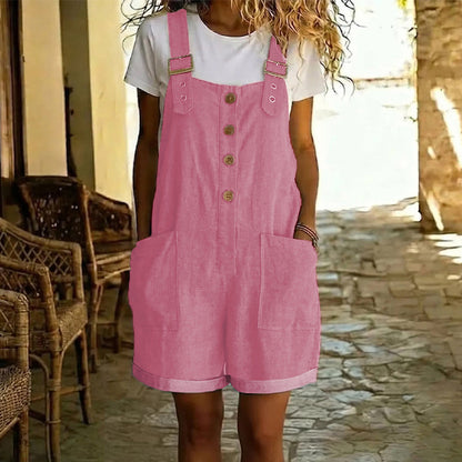 ⏰ 50 % RABATT – Nur für kurze Zeit ✨Damen Latzhose aus Baumwolle & Leinen 🌿 Gerade Geschnitten & Mit Taschen