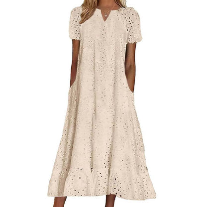 Elegantes Damenkleid mit V-Ausschnitt und kurzen Ärmeln