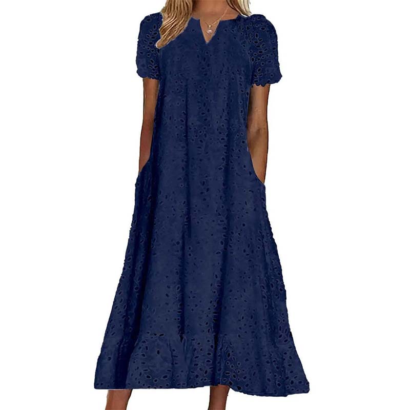 Elegantes Damenkleid mit V-Ausschnitt und kurzen Ärmeln