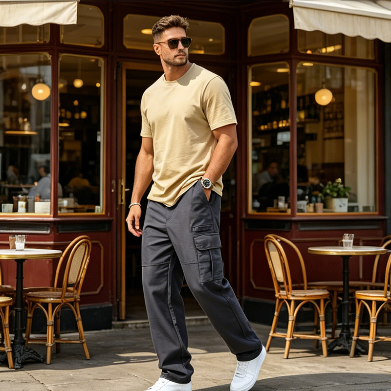 Herren-Cargohose mit geradem Bein und lockerer Passform