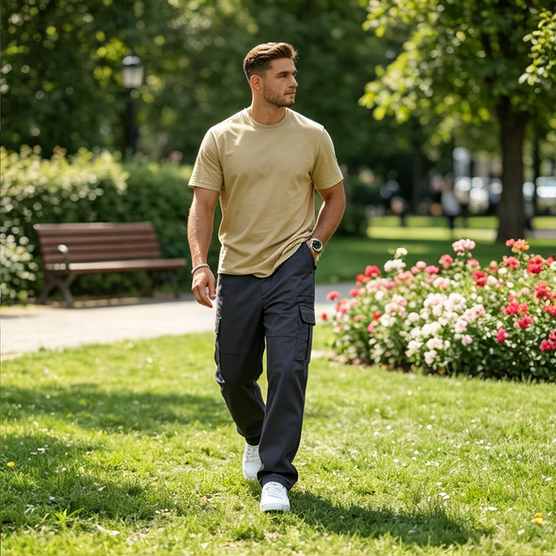 Herren-Cargohose mit geradem Bein und lockerer Passform