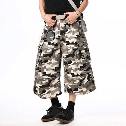 Unisex-Cargoshorts mit weitem Bein und Camouflage-Muster