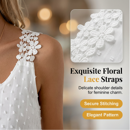 ⏰ 50 % RABATT – Nur für kurze Zeit ✨ Elegantes Tanktop mit gepunkteter Spitze und Trägern