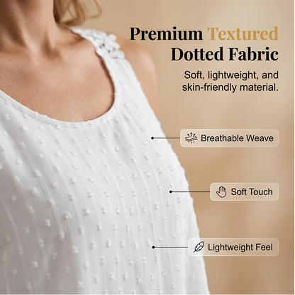 ⏰ 50 % RABATT – Nur für kurze Zeit ✨ Elegantes Tanktop mit gepunkteter Spitze und Trägern