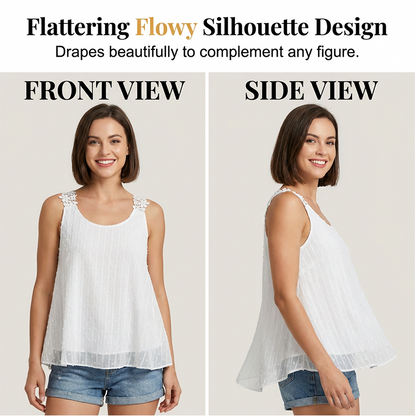 ⏰ 50 % RABATT – Nur für kurze Zeit ✨ Elegantes Tanktop mit gepunkteter Spitze und Trägern