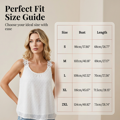 ⏰ 50 % RABATT – Nur für kurze Zeit ✨ Elegantes Tanktop mit gepunkteter Spitze und Trägern