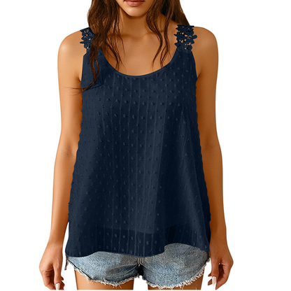 ⏰ 50 % RABATT – Nur für kurze Zeit ✨ Elegantes Tanktop mit gepunkteter Spitze und Trägern