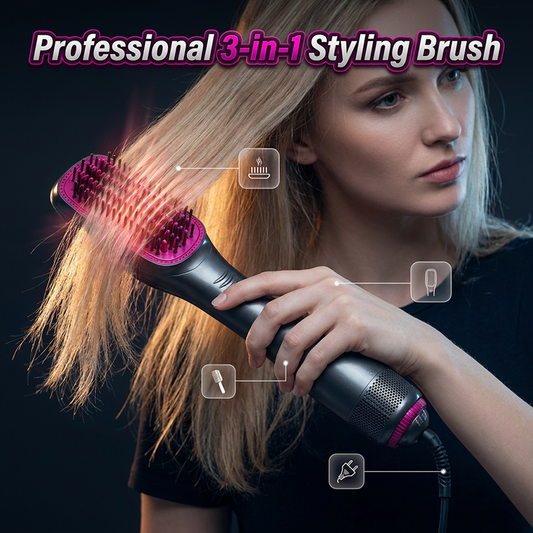 💇‍♀️ Spazzola Asciugacapelli Professionale 3-in-1 – 1000W, Pannelli Flottanti, Testa Paddle Extra-Large, 110-220V, Impugnatura Antiscivolo – 2 Colori ✨🌿