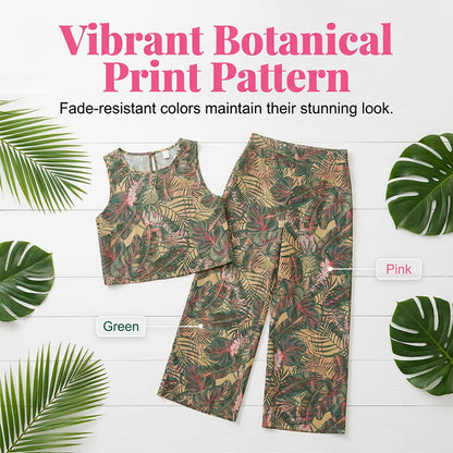 Damen-Set aus bedrucktem, ärmellosem Top und weit geschnittener Hose