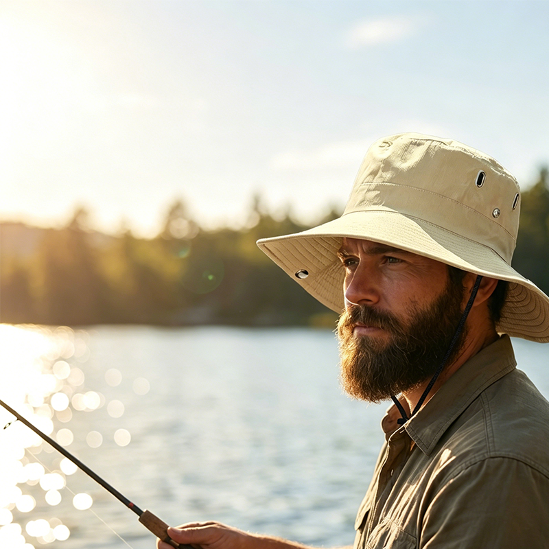 🧢 ☀️ Outdoor-Sonnenhut mit breiter Krempe & Kinnriemen – Leicht, schützend & perfekt für Strand und Wandern 🏖️ 🥾