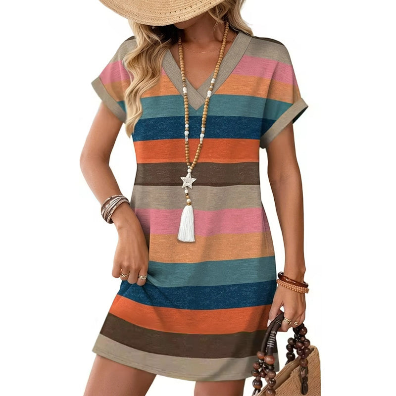 👗 JETZT 50 % RABATT! 🌬️ T-Shirt-Kleid mit V-Ausschnitt – Lässig & luftig – Sommer-Must-have ☀️