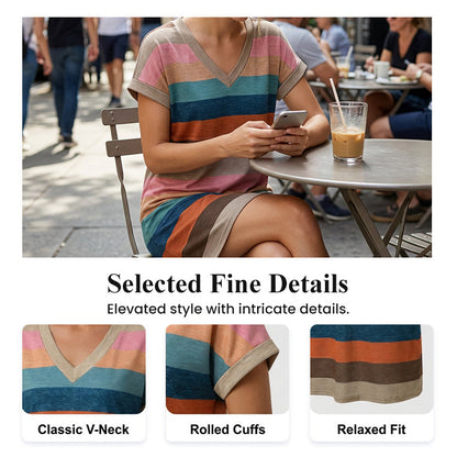 👗 JETZT 50 % RABATT! 🌬️ T-Shirt-Kleid mit V-Ausschnitt – Lässig & luftig – Sommer-Must-have ☀️