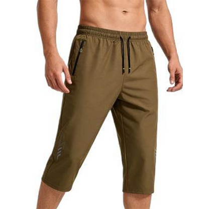 🩳 Nur für kurze Zeit: 50 % Rabatt! ✨ 3/4-Jogginghose für Herren – Schnelltrocknend – Elastischer Bund, Reißverschlusstaschen, Leichtgewicht 🏃‍♂️
