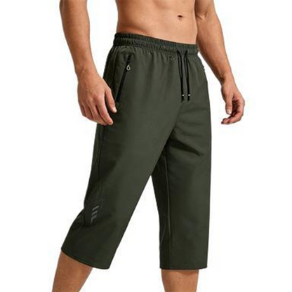 🩳 Nur für kurze Zeit: 50 % Rabatt! ✨ 3/4-Jogginghose für Herren – Schnelltrocknend – Elastischer Bund, Reißverschlusstaschen, Leichtgewicht 🏃‍♂️