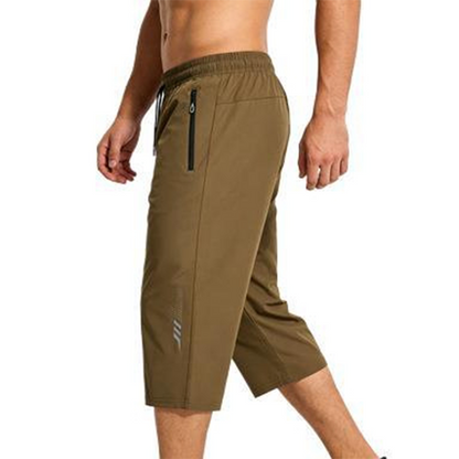 🩳 Nur für kurze Zeit: 50 % Rabatt! ✨ 3/4-Jogginghose für Herren – Schnelltrocknend – Elastischer Bund, Reißverschlusstaschen, Leichtgewicht 🏃‍♂️