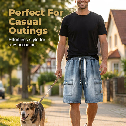 🩳 Nur für kurze Zeit: 50 % Rabatt! ✨ Lässige Herren-Jeansshorts – Cargotaschen, Kordelzug, angesagter Streetstyle 🏙️